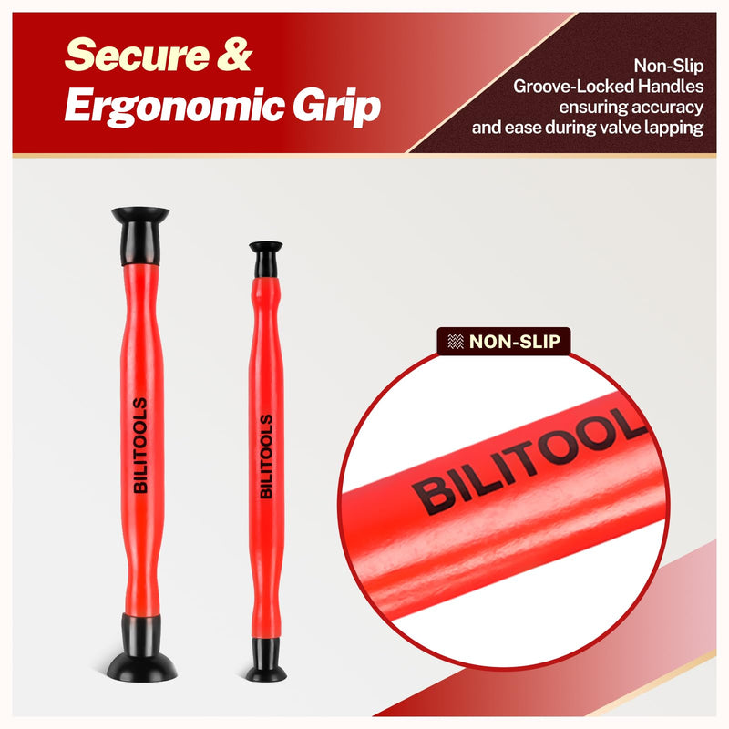 BILITOOLS 2PCS Valve Lapping Kit with 8 Suction Plates 4 Size, Valve Grinding Tool for Engine Maintenance (Red)