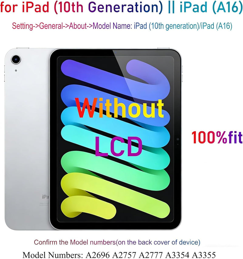 for iPad 10 (10th Generation) || iPad (A16) A2696 A2757 A3354 A3355 Screen Replacement Digitizer,for iPad 10th Gen (2022) 10.9 Inch || iPad A16 (2025) 11 inch Digitizer[NO LCD,Not for Pro/Air Model]