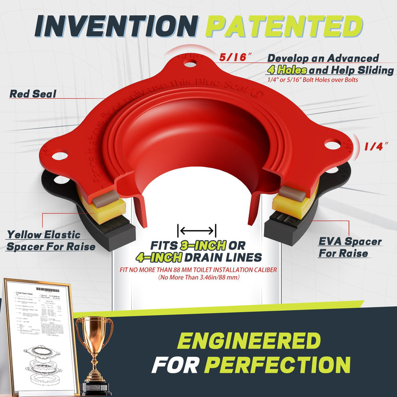 boeemi Toilet Flange Repair Kit with Elastic Wax Ring TF02-RI- Premium Toilet Seal and Gasket Replacement (with Sealing Caulk Tape) TF02-RI Flange Kit