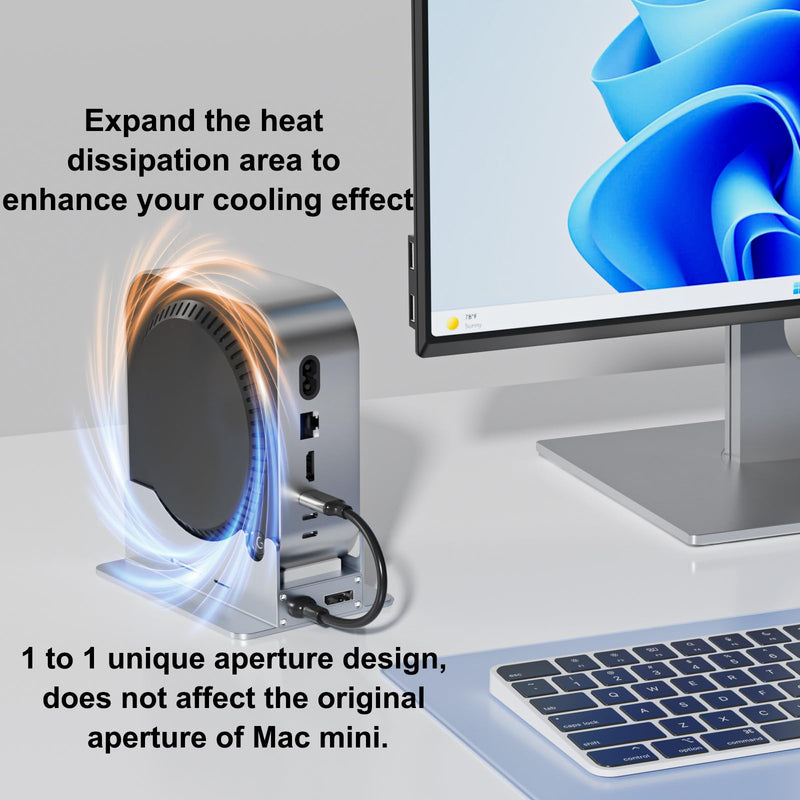  [AUSTRALIA] - Mac mini M4 Dock & Stand with 4K60Hz HDMI and DisplayPort, M.2 NVMe SSD Enclosure, 4 USB-A Ports, SD/TF Card Reader 9 in 1 Hub for Mac mini M4/M4 Pro - Silver