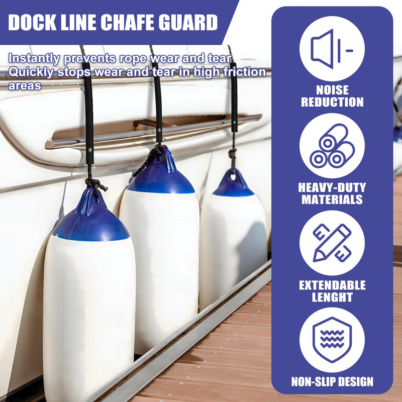Boat Dock Line Chafe Guard (2 Pack) - Heavy-Duty PVC Marine Rope Protector, Universal Fit for 3/8" to 5/8" 1