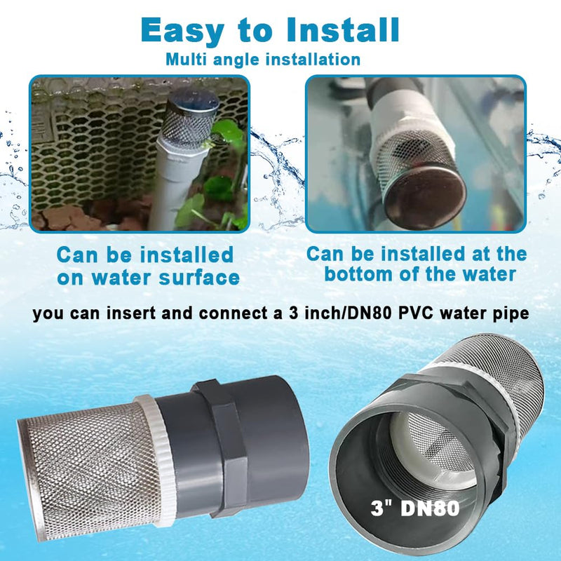 3 inch stainless steel filter DN80/3" Grey PVC Suction Strainers used to remove debris and reduce solid entry （1pcs） 3"DN80