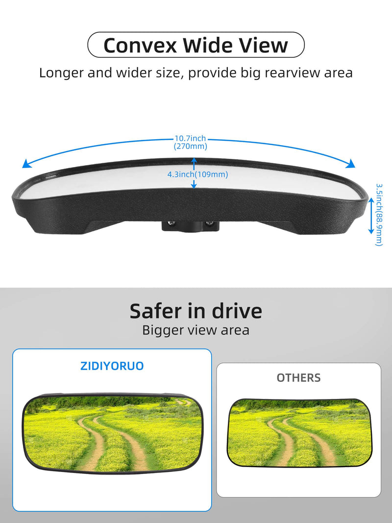 Polaris Ranger Rear View Mirror, HD Center Rear View Mirror for Polaris Ranger 500 570 900 XP 1000XP Crew 2017-2023 on the Factory Drop Down Mounting Tab (with 2pcs of Belt Bypass)