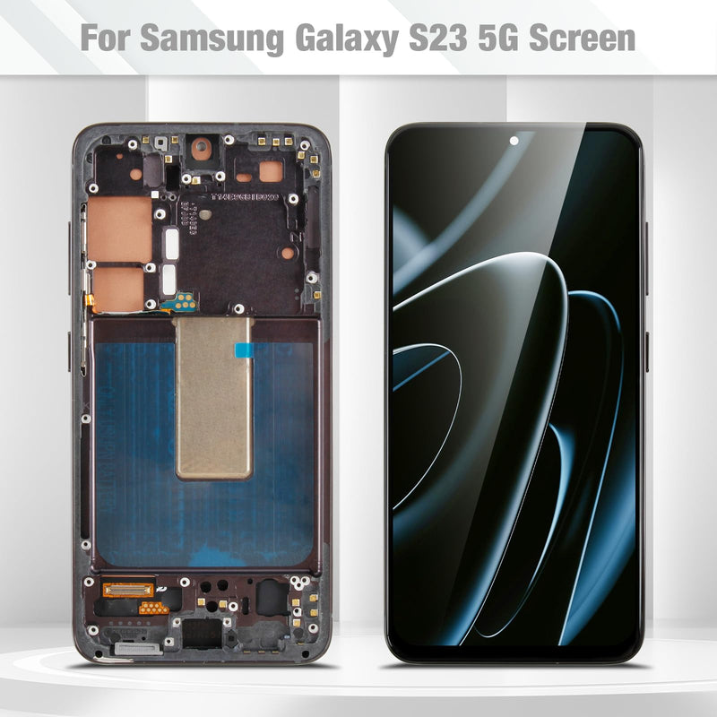 for Samsung Galaxy S23 5G Screen Replacement,Black with Frame, Incell | for SM-S911U S911A S911W,LCD Display Digitizer Touch Screen Assembly,Includes Tools,No Fingerprint
