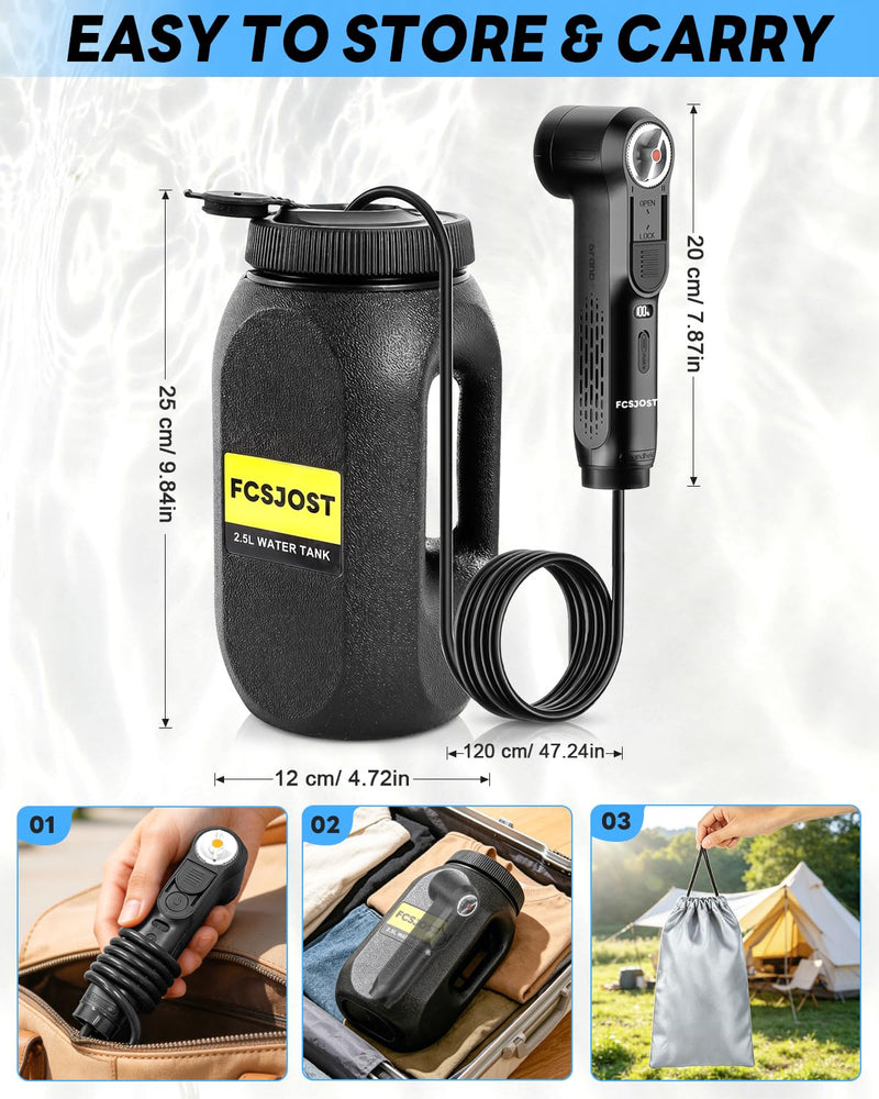 Portable Bidet for Travel, Electric Rechargeable Bidet with 1600mAh Battery, 2.5L Tank, Dual Spray Modes (Jet/Shower), IPX6 Waterproof Personal Hygiene Sprayer for Home, Camping, Women, Men