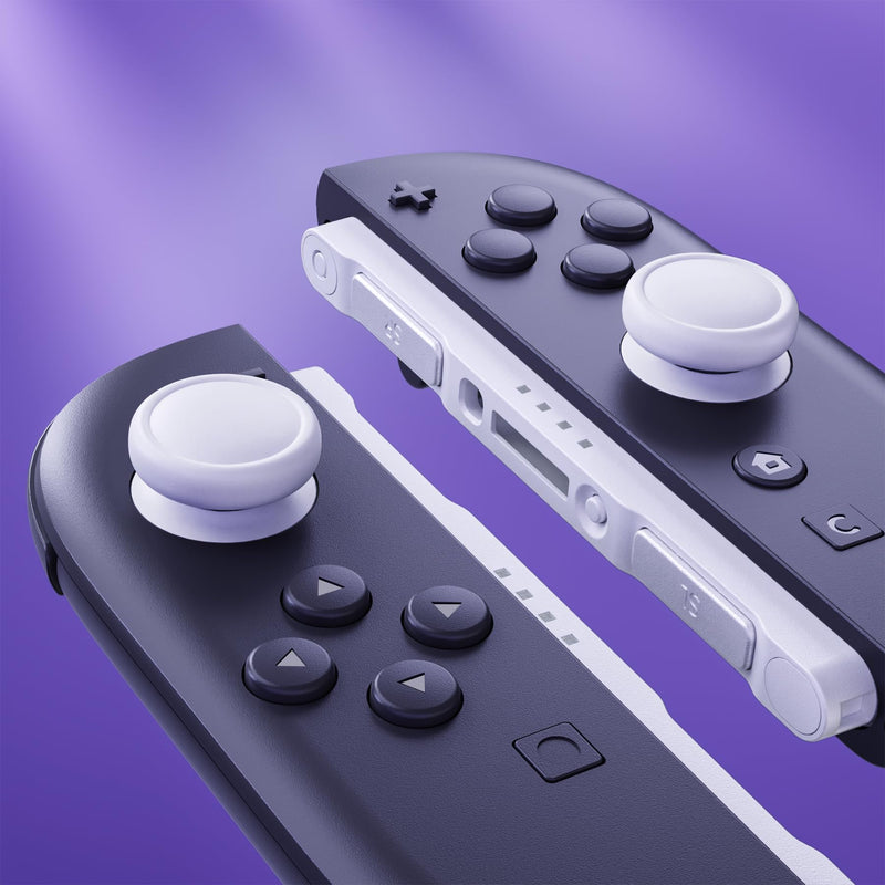 eXtremeRate Replacement 3D Joystick & Thumb Grips & Side Rail Shell Buttons for Nintendo Switch 2 JoyCon, Console Rail Stickers Controller Left Right Analog Stick Thumbsticks Caps for Switch 2 - White