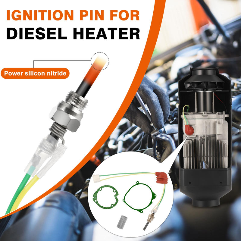 Glow Plug Repair Kit, 12V 24V 5KW 8KW Parking Diesel Heater Glow Ignition Plug Kit with Filter, Car Ceramic Heater Repair Parts Fit, Diesel Heater Accessories