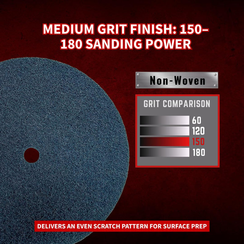 Renegade Products 9" Diameter Surface Prep Buff and Blend Disc (2-Ply) Medium Blue 150-180 Grit Finish for Sanding & Polishing Aluminum & Stainless Steel