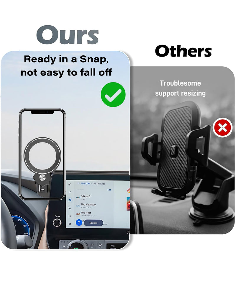Car Phone Holder for Toyota Grand Highlander/ Hybrid 2024-2026 Accessories | 12.3" Screen Clip-On MagSafe Strong Magnetic Cell Phone Mount, Dual Slots for Driver & Passenger,360° Rotatable Hands-Free for 2024-2026 Grand Highlander (12.3" Screen)