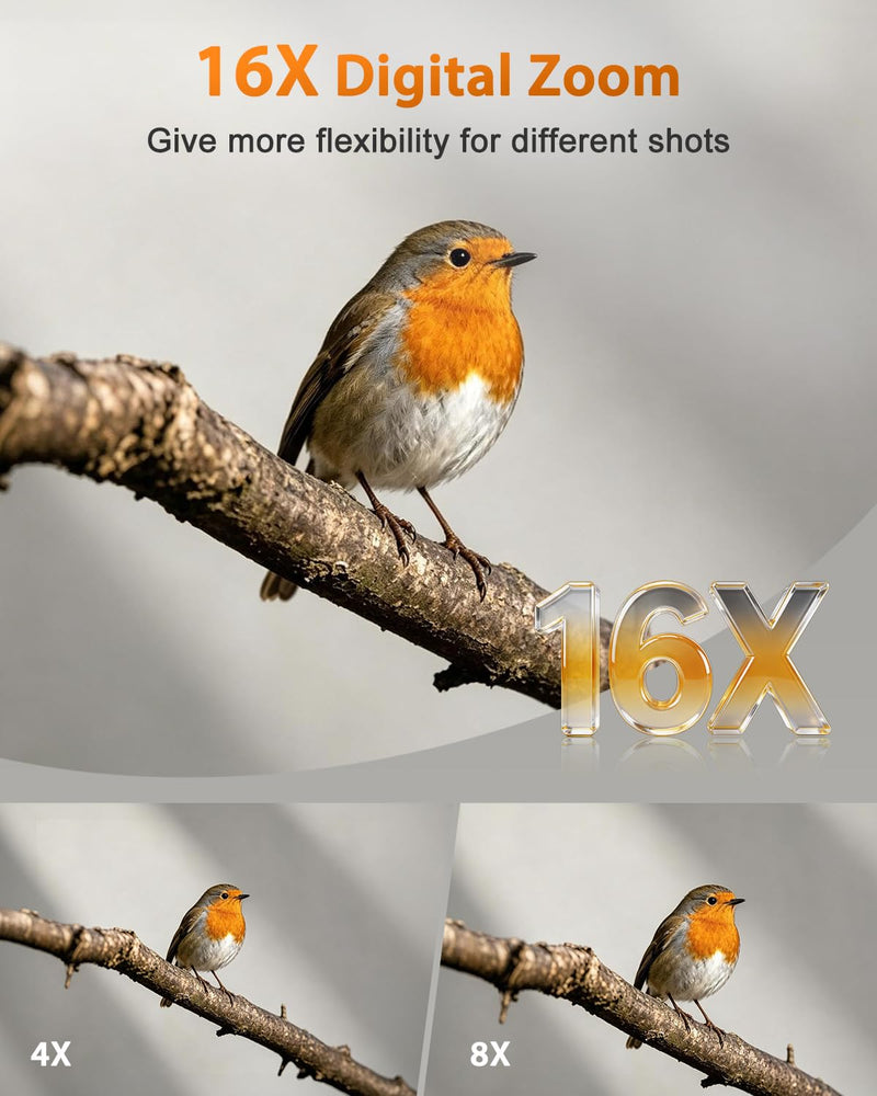 8K Digital Camera for Photography 96MP WiFi Dual Screen Camera for Kids | Vlogging Camera with 16X Zoom, Compact Point and Shoot Travel Camera for Teens Beginners with SD Card, 2 Batteries White