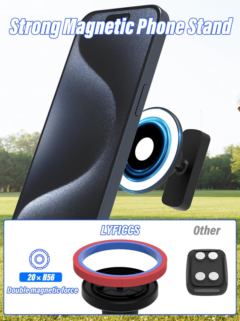 Magnetic Phone Holder for Golf Cart, 360° Adjustable, Ultra Strong Magnet Phone Mount, Compatible with iPhone 17-12, Fits EZGO/Club Car/Yamaha, Unique Golf Gifts for Men Dad Husband Boyfriend