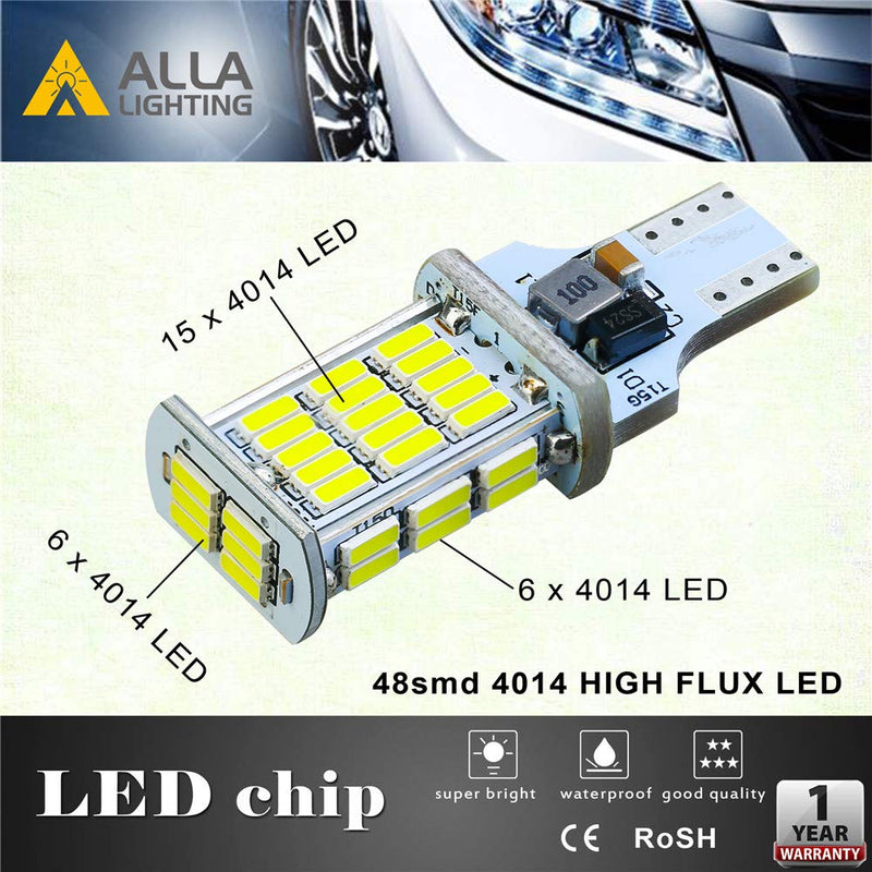 Alla Lighting T10/T15 912 921 W16W LED Reverse Light Bulb, CAN-BUS Error Free 6000K White Back-Up/Trunk/3rd Brake Lights Lamp 922 906 921KX 912K 921LL Upgrade