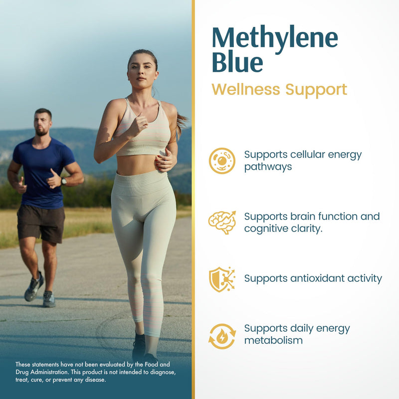 Vykee Nutrition Methylene Blue 1 Percent Solution - High Purity Liquid Supplement for Mitochondrial Health and ATP Production - Vegan, Non-GMO, Gluten Free - 29.5 ml