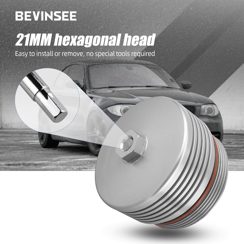 Bevinsee Oil Filtrar Housing Cover 11427525334 Compatible with BMW E90 E92 E91 E93 E60 E81 E82 E87 E88 320i 323i 325i 328i 335i 330i 523i 525i 528i 530i 535i N52 N54 N55 S55 Engines, Aluminum, Silver