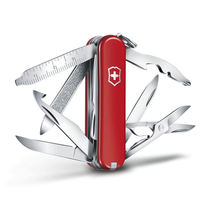Victorinox Swiss Army Minichamp Pocket Knife, Red, 58mm | Swiss-made multitool, 18 functions, scissors, pen, screwdriver, compact EDC, keychain companion Old Packaging