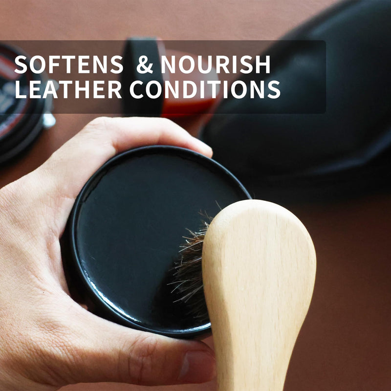 Black Brown Shoe Polish Kit Saddle Soap Mink Oil Shoe Shine Kit Boots Leather Conditioner Cream Wax Care Set 10pcs Polish Kit 10pcs Black Polish
