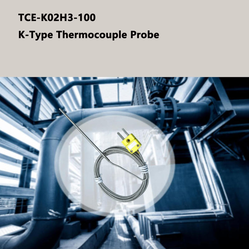 TCE-K02H3-100 K Type Thermocouple Probe Temperature Available from 68°F to 1120°F for K-Type Thermocouple Sensor Furnace Input Instruments (2PCS)