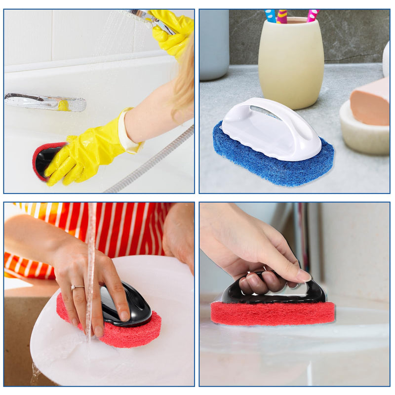 8 Pack Teak Brush Cleaner with Handle Teak Cleaning Brush Cleaning Scrub Scouring Pads Scrubbers for Simple Easy Polishing Refinishing Clean up Boat Accessories
