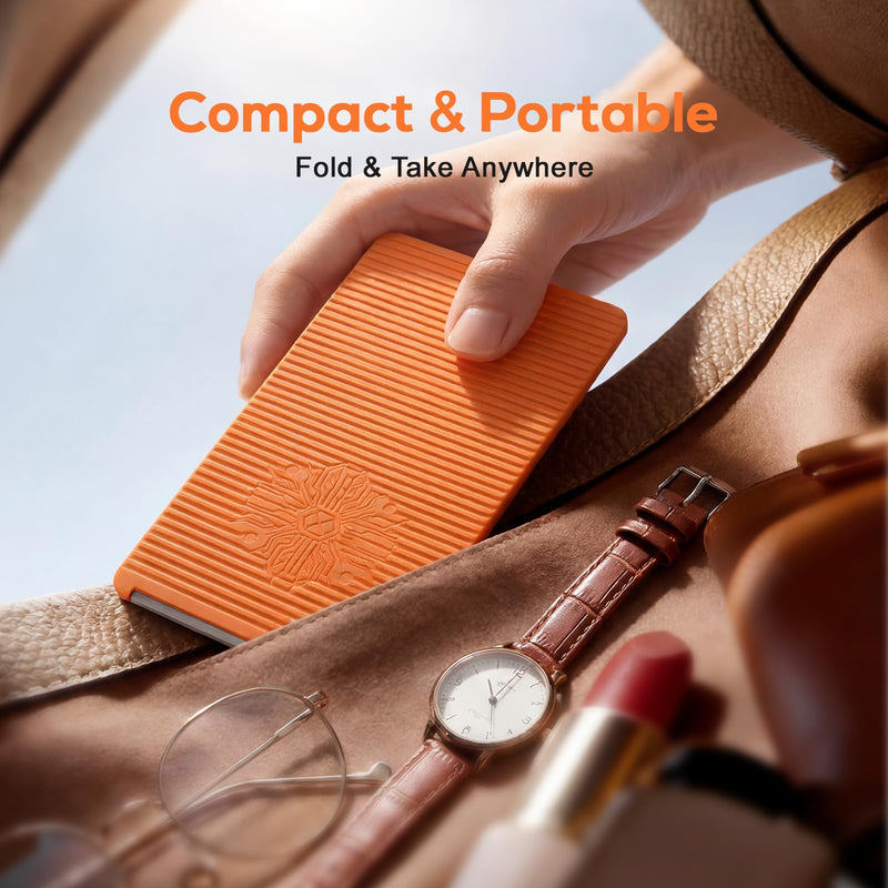 Foldable Airplane Phone Holder for Travel (1 Pack, Orange) | Flexible Silicone Aluminum Phone Stand for Tablet Laptop, Travel, Desk, Bed & Treadmill