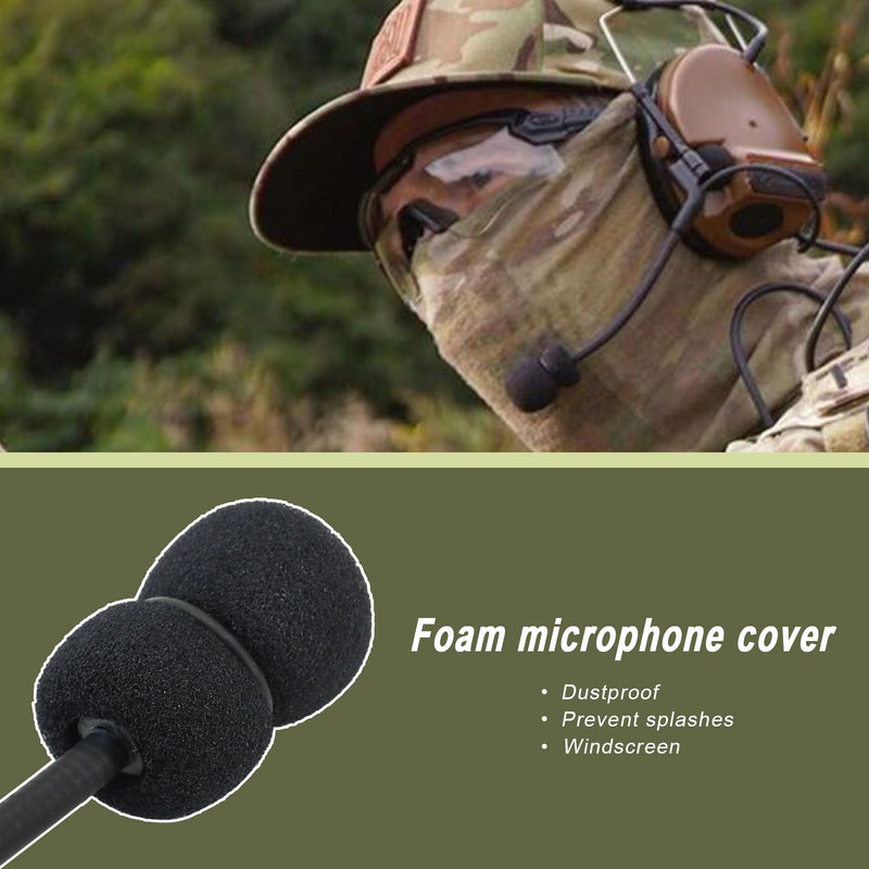 Headset Microphone Foam Covers Windscreen Replacement for Tactical Communication Headset Boom Mic (5 Pack & O-Rings)