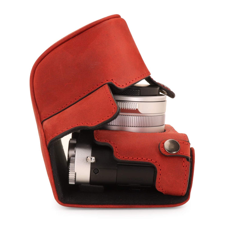 MegaGear MG1699 Ever Ready Genuine Leather Camera Case Compatible with Leica D-Lux 7 - Red