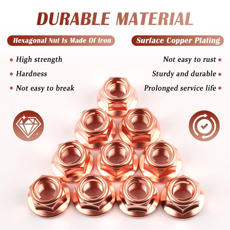 10PCS M8×1.25 Exhaust Manifold Gasket Nut,Professional Hexagonal Exhaust Nut Provide Good Sealing,Exhausts Manifold Kit Nuts for Exhausts System Replacement OEM#A1201420072