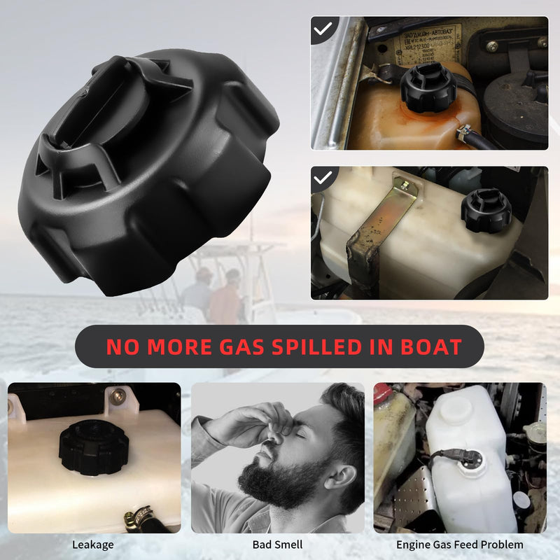 Manual Vent Gas Cap Compatible with Old Style Portable Boat Gas Tank, 621501-10 Gas Tank Cap Replacement Tempo Gas Tank Parts, Black
