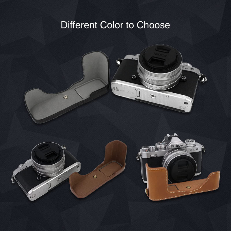 Rieibi Z fc Zfc Camera Case, PU Leather Case with Strap for Nikon Z fc Zfc 28mm f/2.8 SE, 16-50mm f/3.5-6.3 Lens Black
