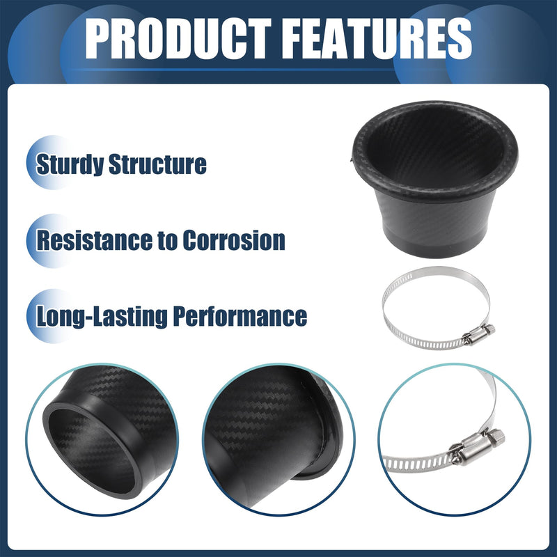 Air Intake Duct, Front Bumper Car Round Brake Air Duct with Extendable Flexible Hose and Hose Band Plastic Aluminum Black, 1 Set