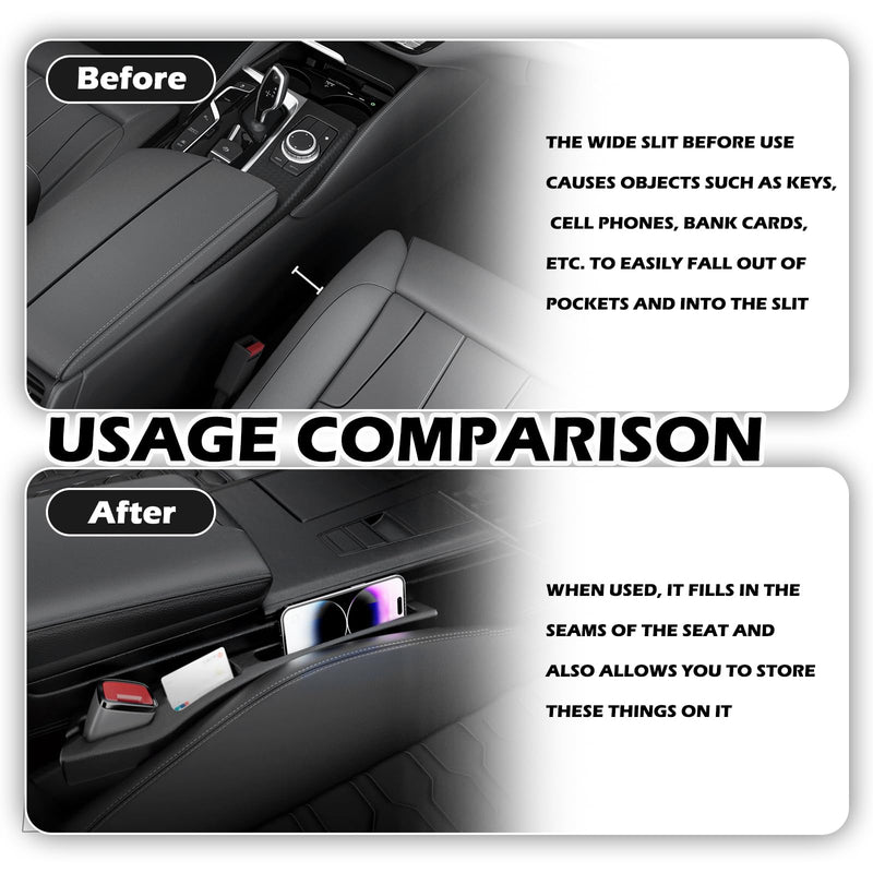2PCS Car Seat Gap Filler Organizer,Multi-Purpose Car Seat Gap Fillers with Seats Belt Holes & Phone Holder,Universal Console Catcher Between Seats Cars Interior Accessories
