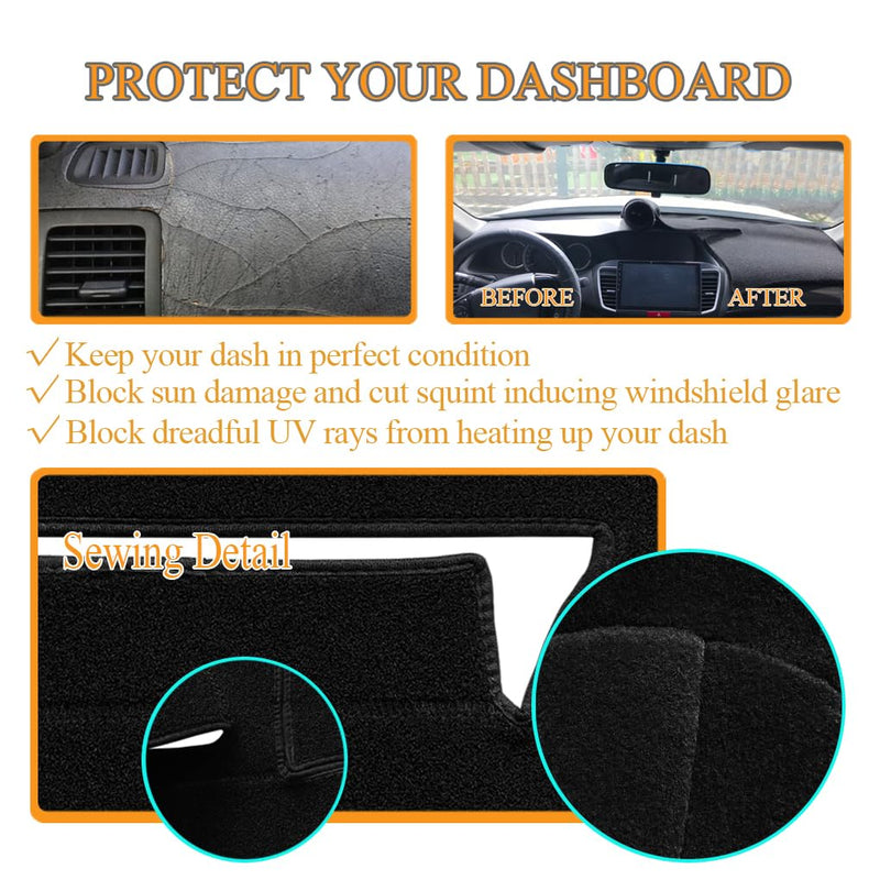 Dash Cover Mat Fit for 1999-2006 GMC Sierra/Chevy Chevrolet Silverado 1500 2500 3500 HD,2000-2006 GMC Yukon/Yukon XL/Chevy Suburban Tahoe Avalanche,Dashboard Pad Carpet (99-06 Black) Y44 99-06,Black