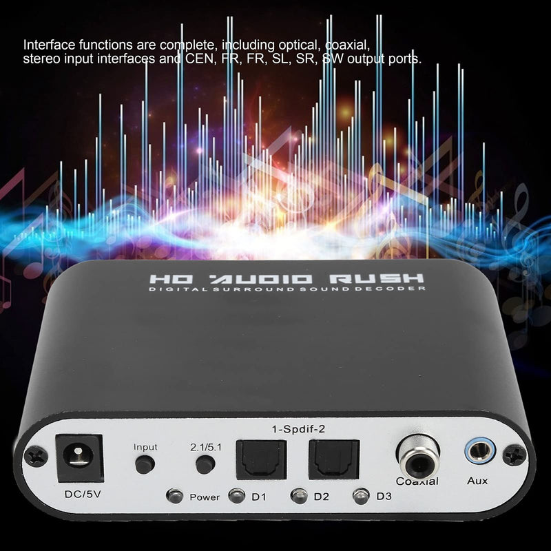Audio Decoder 5.1CH DTS Converter Digital Audio Converter Digital Optical Coax to Analog Audio Converter for Home / Concert Hall / Cinema(DTS / AC-3)