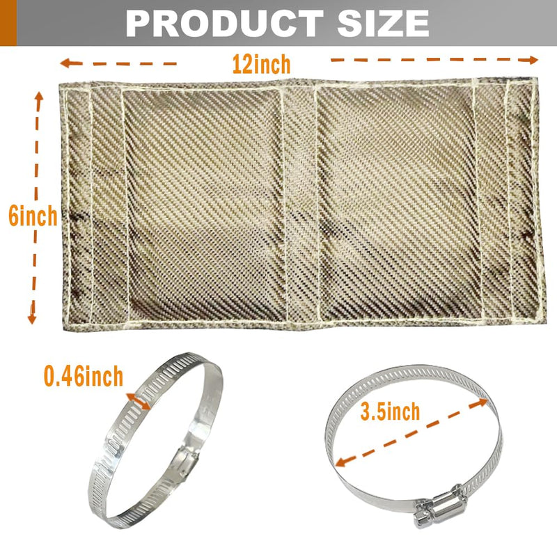 Titanium Pipe Heat Shield 6" x 12'' Exhaust Heat Shield Motorcycle Heat Guard Cover Wrap with 3 PCS Stainless Steel Clamps 6'' x 12''