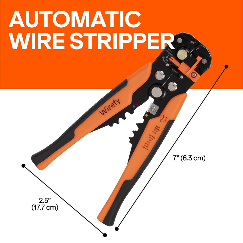 Wirefy Automatic Wire Stripper Tool | Self-Adjusting 3-in-1 Wire Stripper, Cutter & Crimper for 24-10 AWG / 0.2-6 mm² | Ergonomic Professional Electrical Tool Wire Stripper Tool - 22-10 AWG