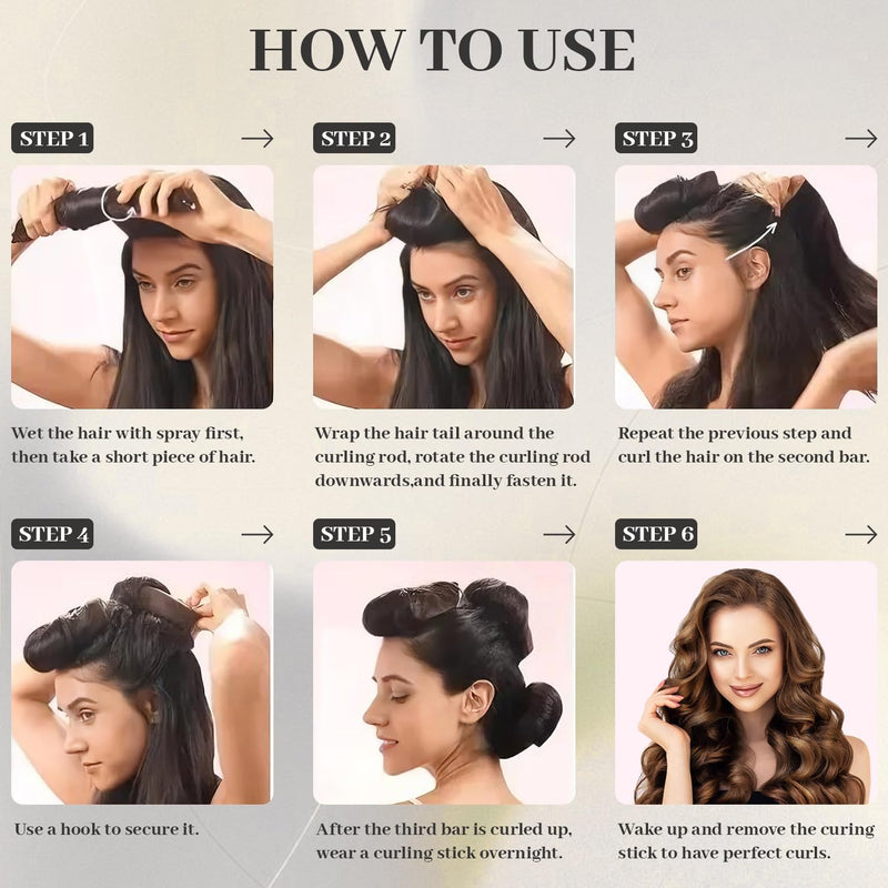  [AUSTRALIA] - Heatless Curling Rods 3PCS, No Heat Hair Rollers with Satin Bonnet, Overnight Flexi Bars for All Hair Types(Black-Boxed) Black-Boxed