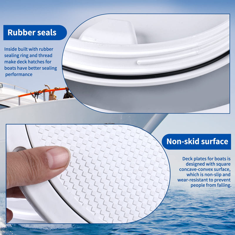 Smartmarine Boat Hatch White 4"6"8" Round Non Slip Inspection Hatch w/Detachable Cover for Marine Boat Yacht (4 inch) 4 inch
