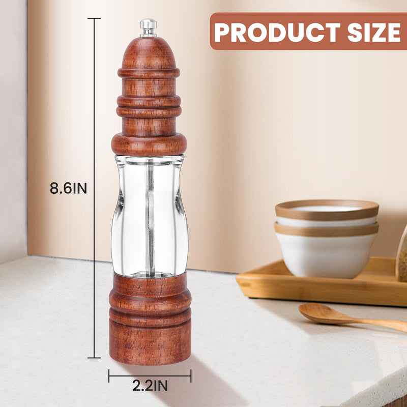 Classic Wooden Pepper Mill - Manual Adjustable Grind, Refillable, Tall & Sturdy Design - Chef’s Choice