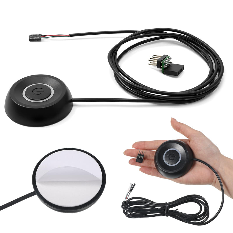 PC Power Button, PC External Power Switch Remote PC-Powers Switch | Desktop Powers Button ON Off LED Indicator, PC-Power Supply Buttons SW Extension, for Computer Motherboard