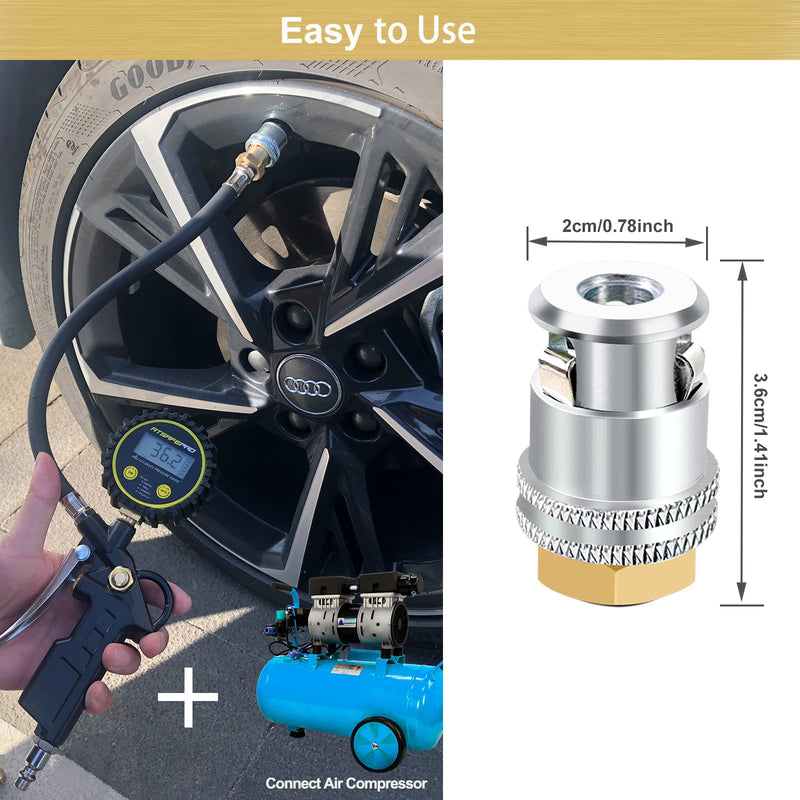 GODESON Lock On Air Chuck,1/4FNPT Closed Flow Brass Tire Chuck,Tire Air Chuck for Tire Inflator Gauge and Air Compressor(Pack of 2) Push