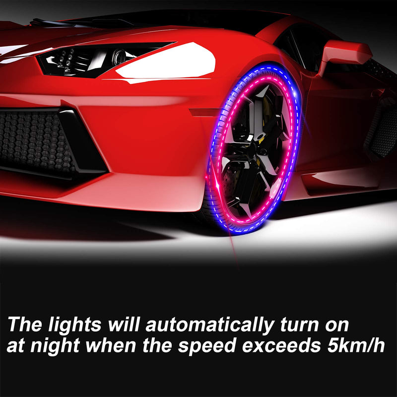 Frienda 4 Pieces Solar LED Tire Wheel Valve Stem Lamp Cap Lights for Vehicles, Motorcycles, and Bicycles - Flashing Car Solar Energy Light