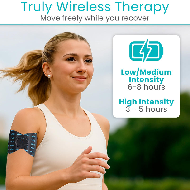 Vive 6 Mode Wireless Tens Unit - Muscle Stimulator for Pain Relief Therapy and Muscle Recovery - Portable, Cordless TENS & EMS Machine with 2 Electrode Pads, LED Display & Adjustable Intensities