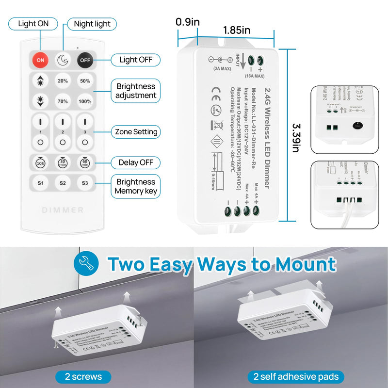 Litever Under Cabinet Lights Plug in. Slim. Super Bright. 21W. Dimmable. 1 Remote Controls Multiple Lighting Kits Synchronously. Perfect for Kitchen Under Cabinets, Over Counter Lights.Daylight 5000K. Daylight 5000K