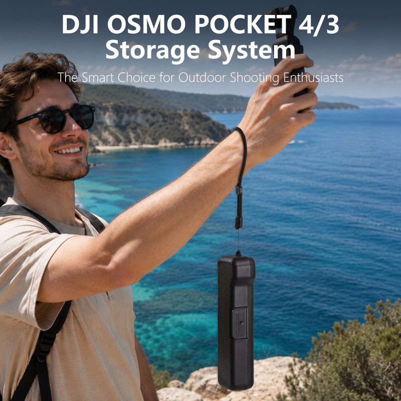 Hard Travel Carrying Case Compatible with DJI Pocket4/3, 4 Cpl/Nd Filter Storage Slots and 2 Storage Card Slots, Screen Gimbal Protection with Wrist Strap Black
