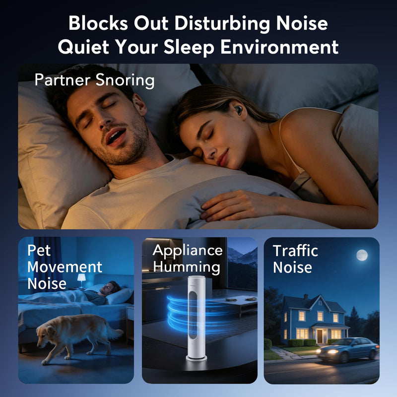 Sleep Earbuds for Side Sleepers, Invisible Flat Bluetooth Sleeping Earbuds, Zero Pressure White Noise Sleep Headphones, No Lights or Alerts, Tiny Hidden Earbuds for All Night Undisturbed Sleep Jet Black