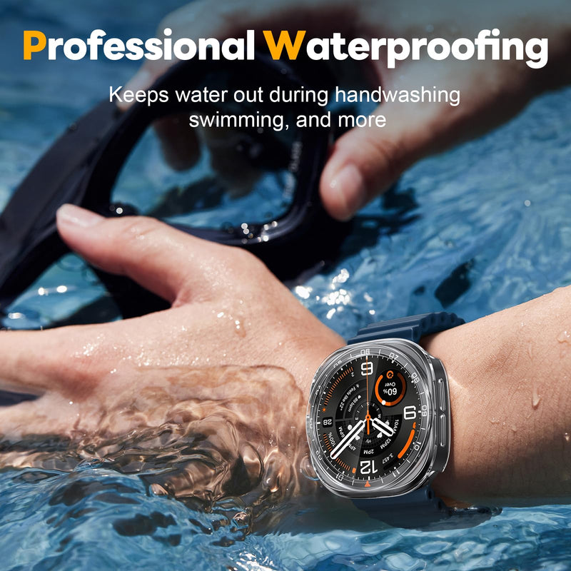 Misxi [2+2 Pack] Case and Screen Protector for 47mm Galaxy Watch Ultra 2 | Bumper Cover and Auto-Alignment Tempered Glass for Samsung Galaxy Watch Ultra2, Anti-Scratch Protection, Transparent Transparent(2-Pack) Galaxy Watch Ultra 2 [47mm]