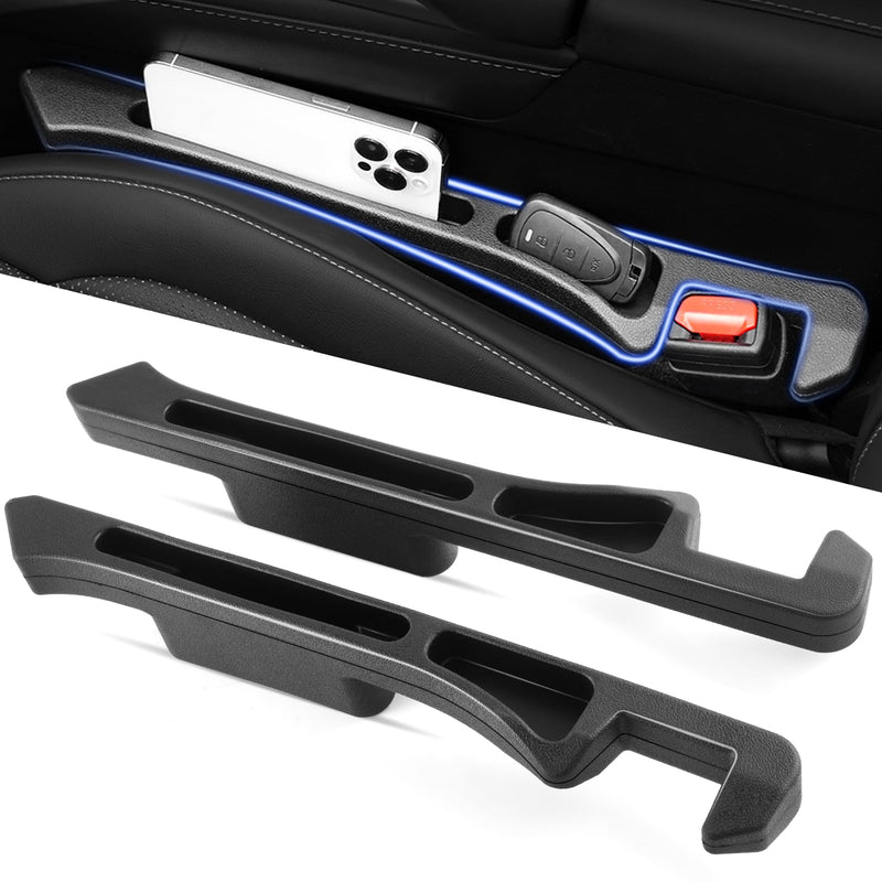 GaRhomxy 2PCS Car Seat Gap Filler Organizer, Universal Fit Gap Stopper for Cars SUV Truck, Prevent Drop Between Seat & Console, Anti-Slip Foam with Storage Pockets, Car Interior Accessories (Black)
