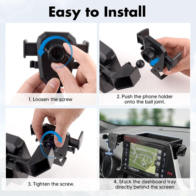 FIILINES Dashboard Storage Tray & Phone Holder Compatible with Toyota C-HR CHR 2019 2020 2021 2022 (Fit 8" Touch Screen) Dash Center Console Organizer Cell Phone Mount Interior Accessories
