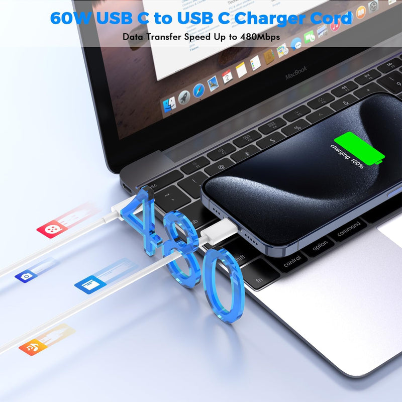 iPhone 16 15 Fast Charging,2Pack USB C Wall Charger Block Quick PD Adapter with 6Foot USB C to C Charger Cord Fast Charging for iPhone 16/16 ProMax/15 Plus/15 Pro, iPad 10/Mini 6/Air 4/5/Pro 12.9/11 2 Pack 6FT C-C