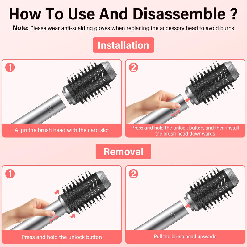 KYN Blow Dry Hair Styler 6 in 1, Hot Air Styler with Auto-Wrap Curlers, Volumizing/Thermal/Smooth Brushes & Hair Dryer Gifts for Women Multi Hair Styling