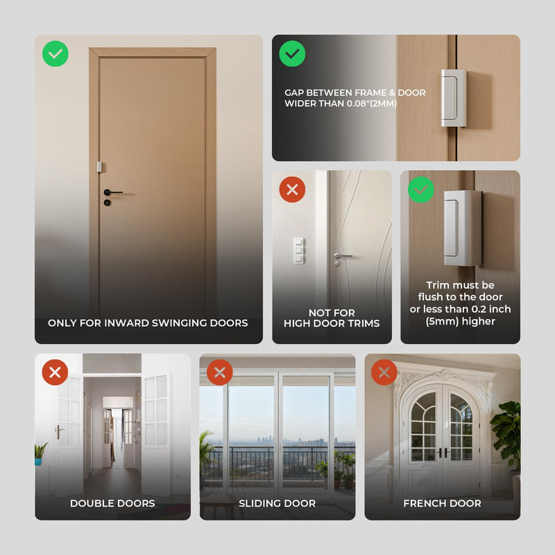 Greatalent 5Pack Home Security Door Reinforcement Lock Childproof, Door Locks for Kids Safety, Door Lock Latch Stopper for Front Door Inside Top of Door, Aluminum Construction Finish Aluminum-Silver-5Pack